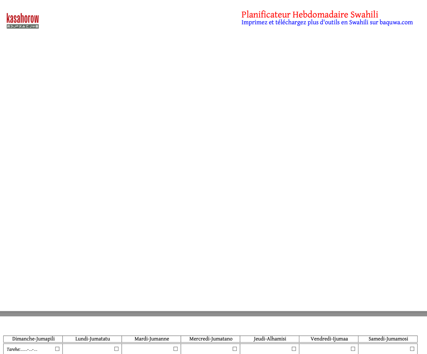 Planificateur Hebdomadaire Multilingue