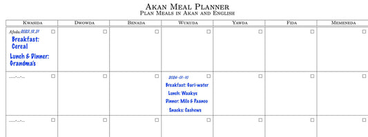 Amina's Weekly Planner